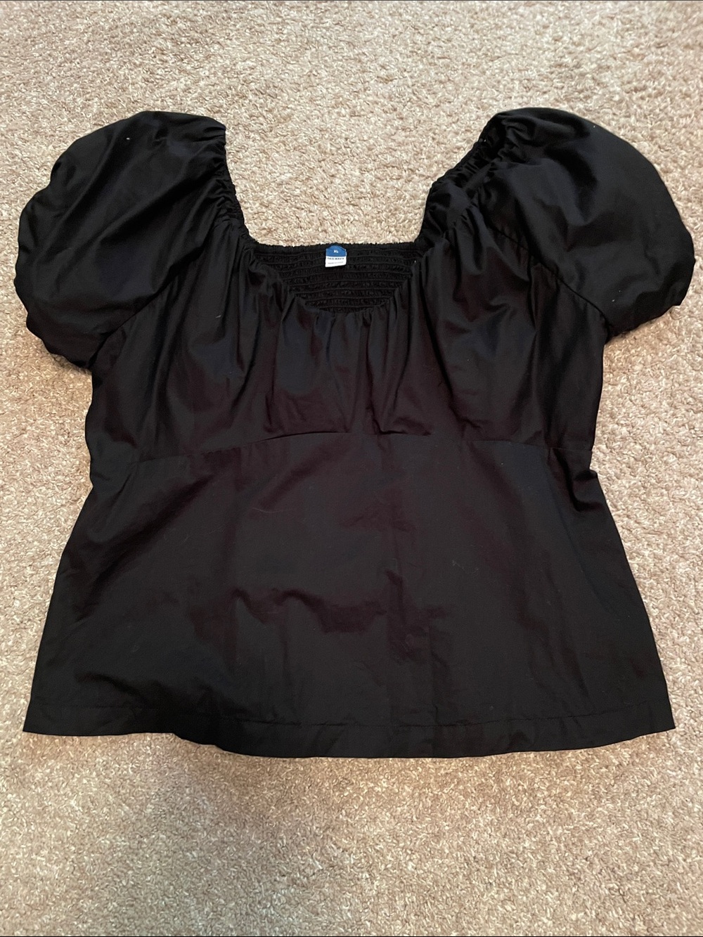Old Navy Black Puff Sleeve Square-Neck Top, XL